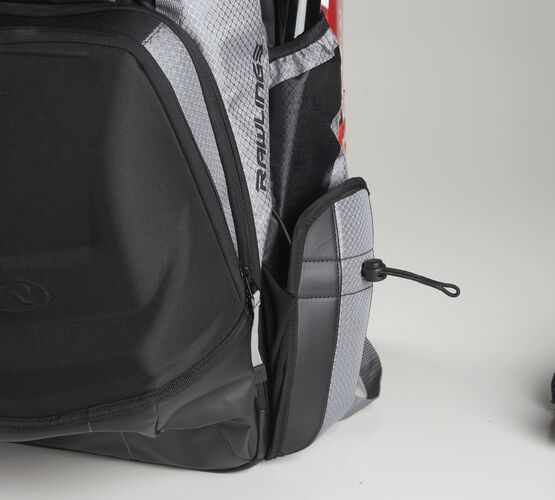 Left side compartment on a Rawlings R1000 Gold Glove backpack
