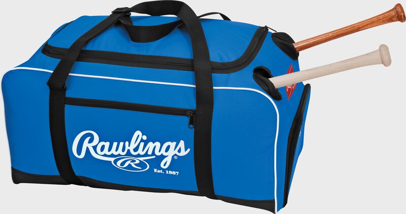 A Royal Covert Duffle Bag w/ two bats sticking out |SKU:COVERT-R
