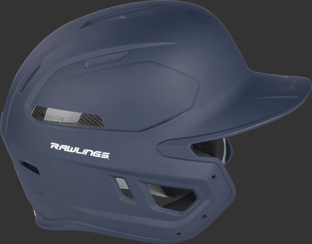 Right side of a matte navy CAR07A Rawlings high school/college MACH Carbon helmet