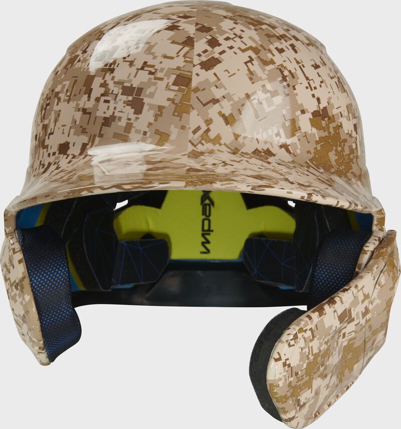 Front view of Mach EXT Digi Camo Hydro Dipped Helmet | Right Handed Batter - SKU: MACHEXTR-DCMO loading=