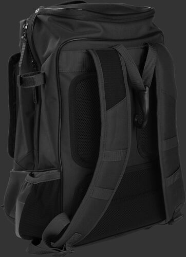 Left back view of a black R701 training bag with black shoulder straps