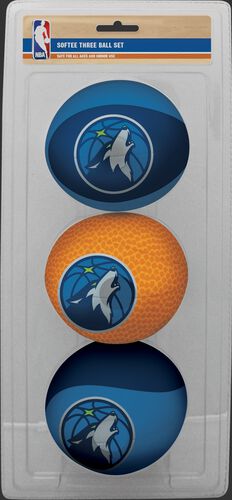 Rawlings Navy, Brown, and Blue NBA Minnesota Timberwolves Three-Point Softee Basketball Set With Team Logo SKU #03524214114