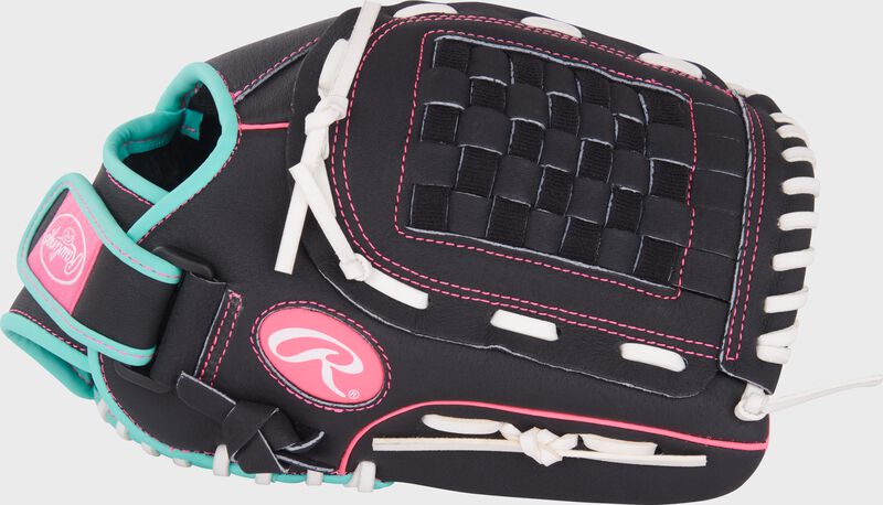 Thumb of a black/mint/pink Sure Catch Softball 12-inch Youth Softball Glove loading=
