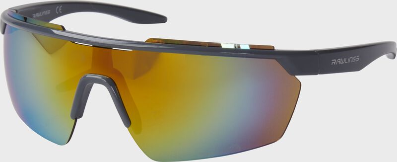 Rawlings Youth Gray Half-Rim Rectangle Shield Sunglasses