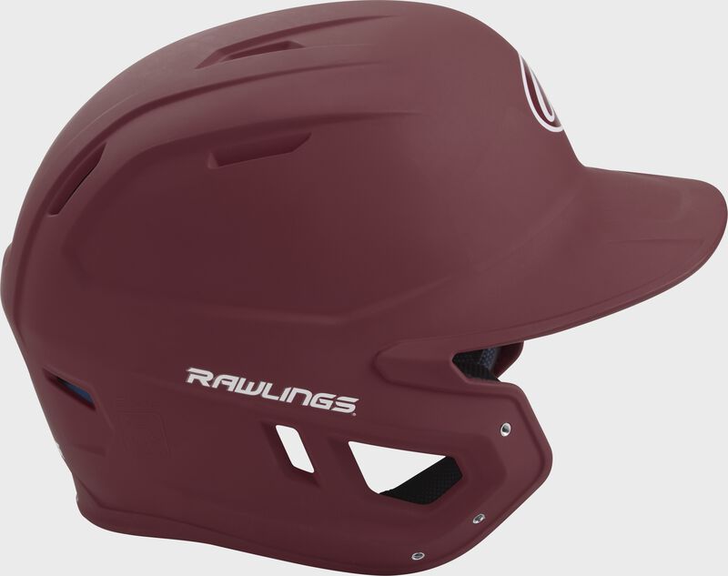 Right side of a matte maroon MACH helmet