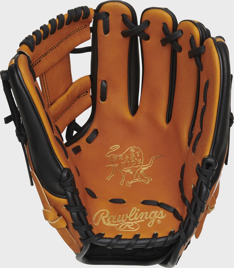 Shell palm view of Horween tan and black 2020 Heart of the Hide Horween 11.5-inch infield glove