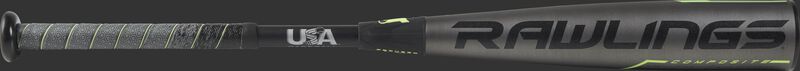 US9Q8 USA Quatro Pro -8 baseball bat with a grey barrel, black/green accents and grey/black batting grip