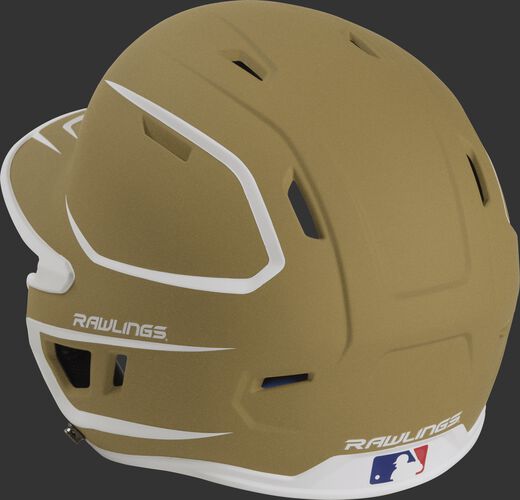 Back left view of a matte MACH series batting helmet with air vents