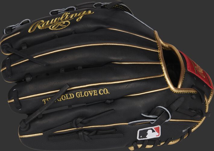 Black back of a Rawlings Ender Inciarte outfield glove with the MLB logo on the pinky - SKU: RSGPRO3039-EI11
