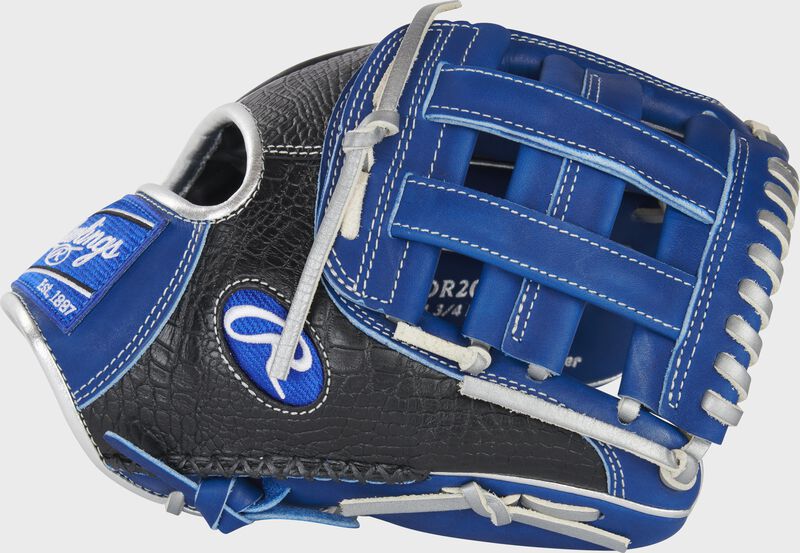 Thumb of a 2022 exclusive Heart of the Hide R2G croc infield glove with a royal H-Web - SKU: PROR205-6RC loading=