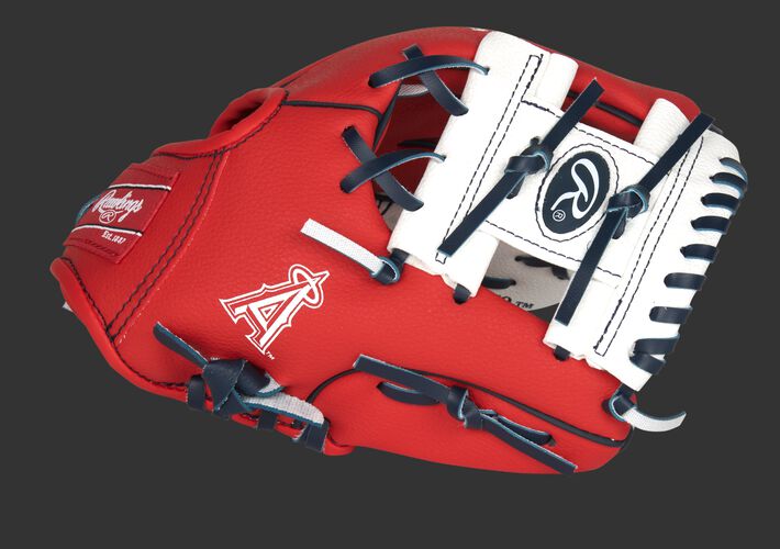 Thumb of a red Los Angeles Angels 10-Inch team logo glove with a white I-web - SKU: 22000001111