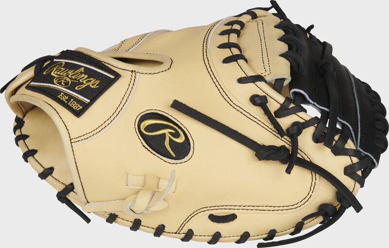 Thumb of a camel Speed Shell Heart of the Hide ColorSync 5.0 34-inch catcher's mitt with a black 1-piece solid web - SKU: PROCM43CBG