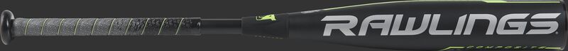 UT9Q10 Rawlings Quatro Pro -10 USSSA bat with a black barrel and green/grey accents
