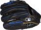 Back of a black Rawlings Pro Preferred 11.5-Inch infield glove with hand sewn welting and the MLB logo on the pinky - SKU: PROSNP4-20BR image number null