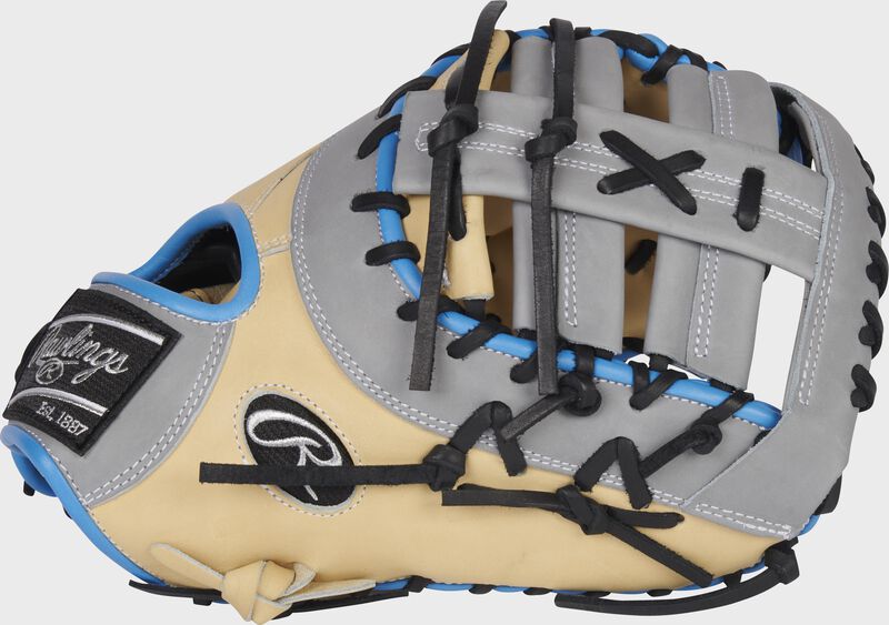 Thumb of a camel Heart of the Hide ColorSync 6.0 13-Inch 1st base mitt with a gray single post, double-bar web - SKU: PRODCTCG