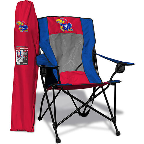 Front of Rawlings Red and Blue NCAA Kansas Jayhawks High Back Chair With Team Logo SKU #09403034518
