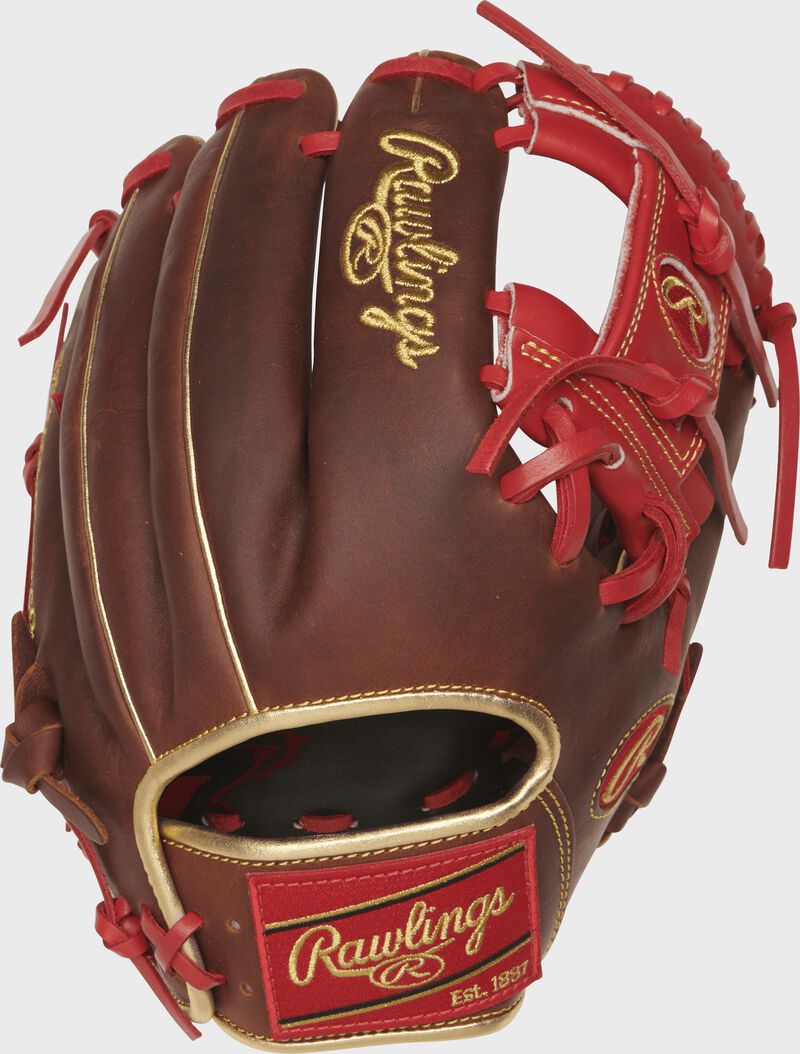 PRO204-2TIG 11.5-inch Heart of the Hide I web glove with a timberglaze back and gold welting and binding