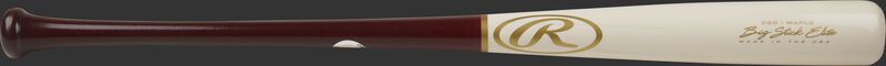 A 2021 Big Stick Elite CS5 Maple wood bat with a white wash barrel and wine red handle - SKU: CS5RMW