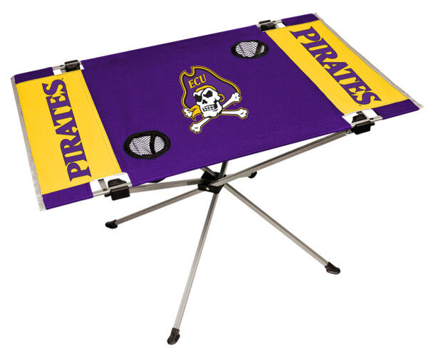 Rawlings Purple and Gold NCAA East Carolina Pirates Endzone Table With Two Cup Holers, Team Logo, and Team Name SKU #04053017111