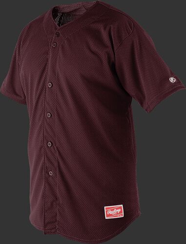 Front of Rawlings Maroon Adult Short Sleeve Jersey - SKU #RBJ167