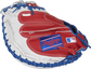 Back of a scarlet/white 34" HOH R2G catcher's mitt with a royal Rawlings patch - SKU: RSGPRORYM4SW image number null