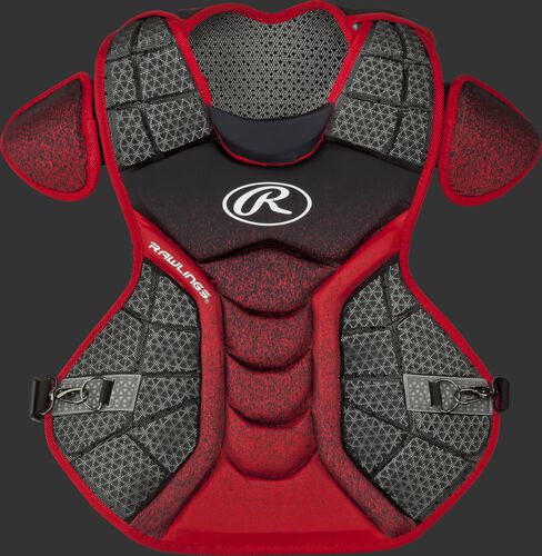 A black/scarlet CPVEL Velo series adult chest protector