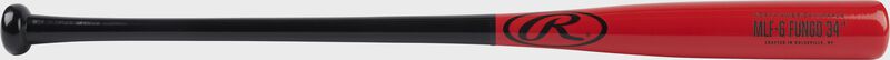 A 34" black/red Rawlings maple fungo bat - SKU: MFL5-B-RD-34