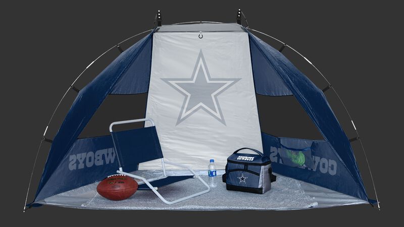 Back of a Dallas Cowboys shelter on a football field with the Cowboys logo in the middle - SKU: 00961065111
