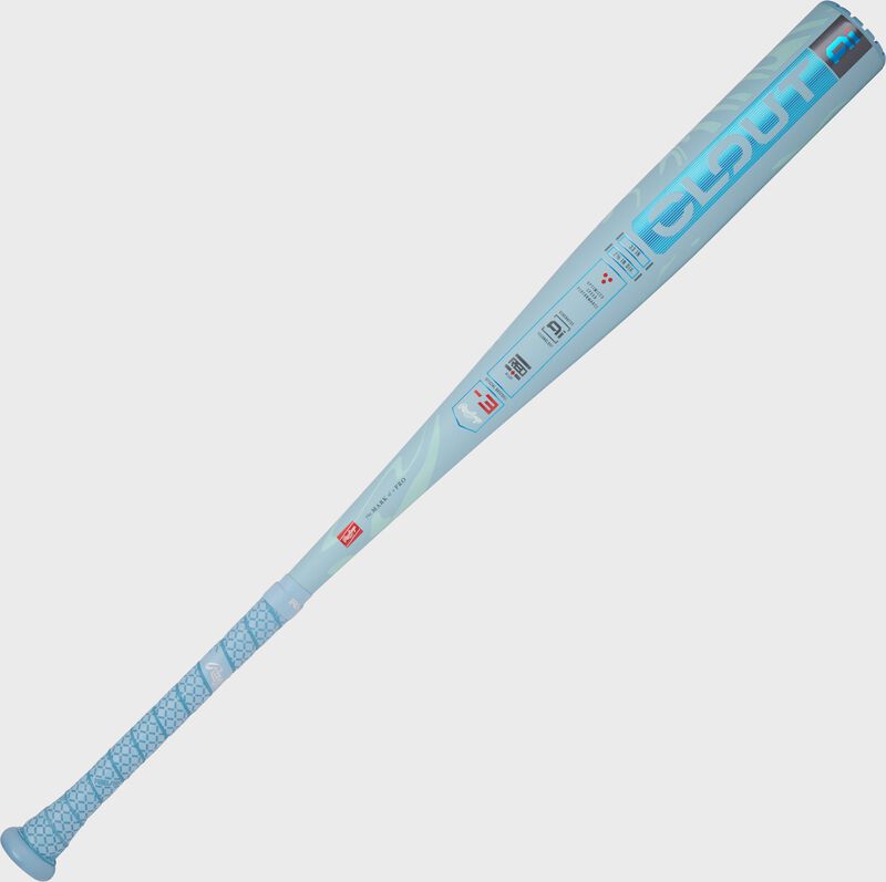 A blue 2025 Rawlings Clout AI BBCOR -3 Baseball bat