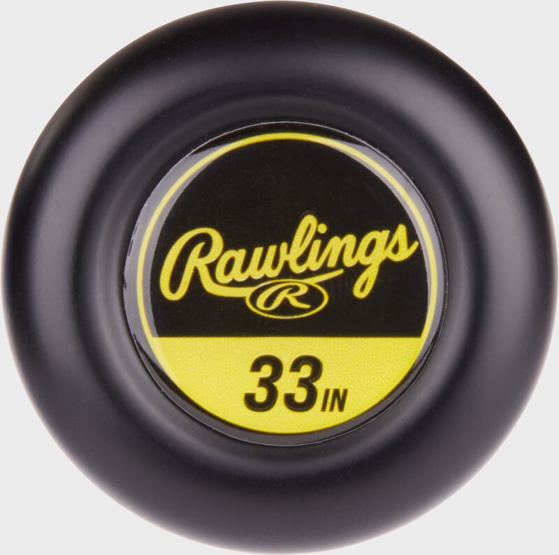 Black knob of a 33" Rawlings Icon Glowstick baseball bat - SKU: RBB4I3