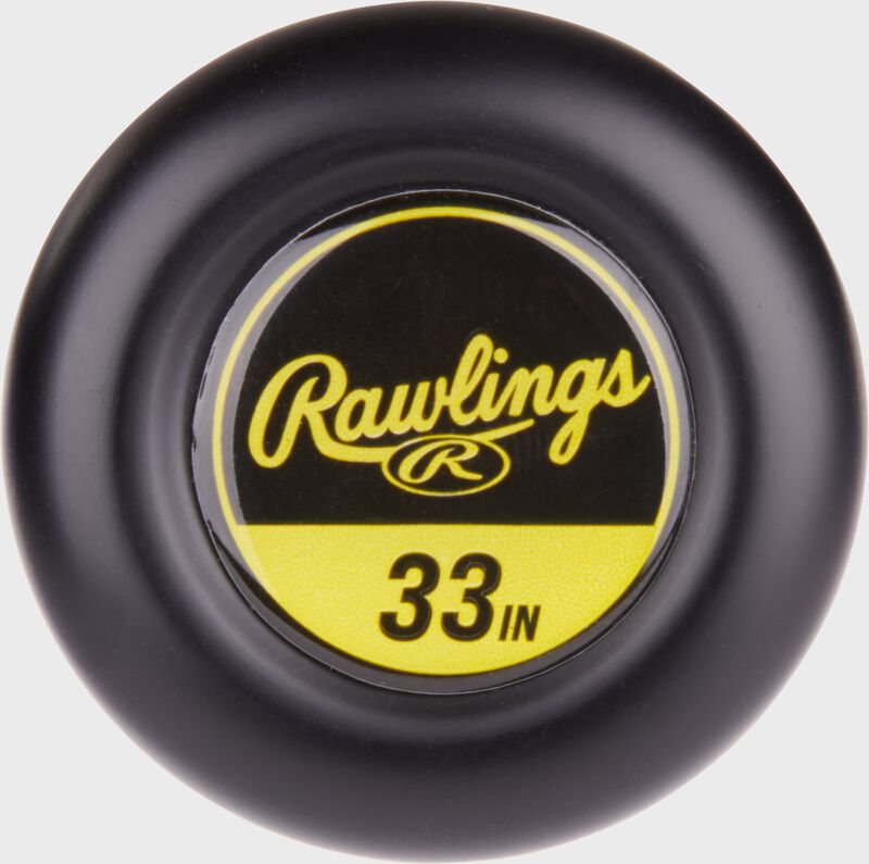 Black knob of a 33" Rawlings Icon Glowstick baseball bat - SKU: RBB4I3 loading=