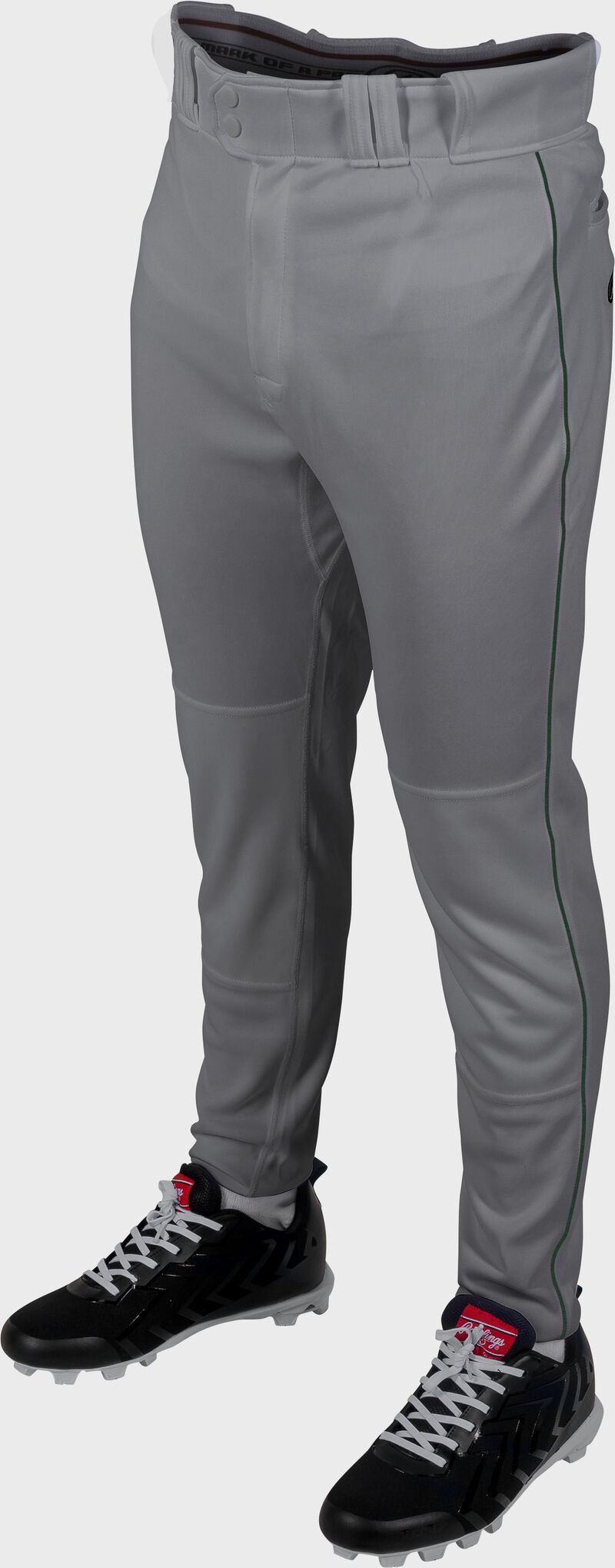 Rawlings 150 Jogger Fit Piped Baseball Pants, Adult S, Blue Gray/Dark Green