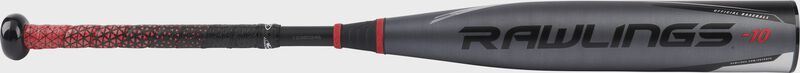 Rawlings logo on the barrel of a 2022 Quatro Pro USSSA Baseball bat - SKU: UT2Q