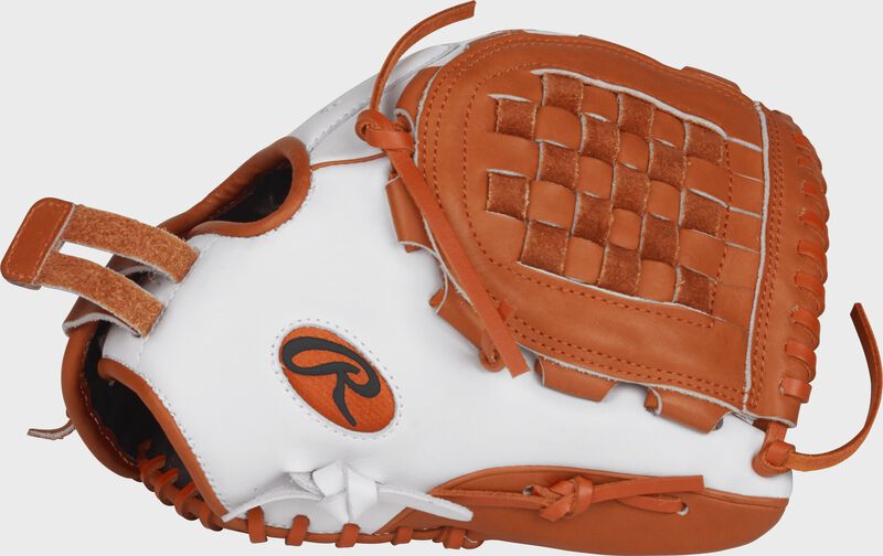 RLA120-3WO Liberty Advanced Color Series 12-inch fastpitch glove with a white thumb, orange trim and orange Basket web
