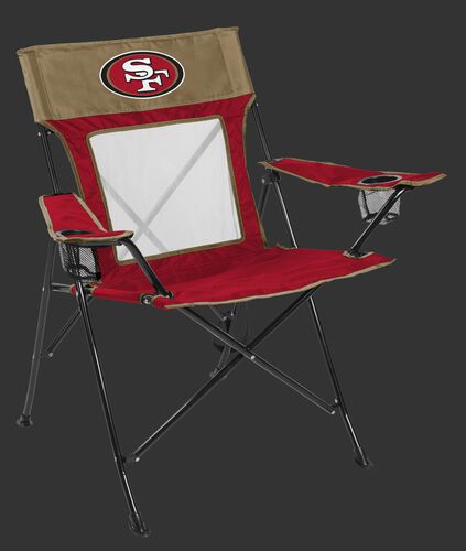 Front of Rawlings Gold and Red NFL San Francisco 49ers Game Changer Chair With Team Logo SKU #00651084111
