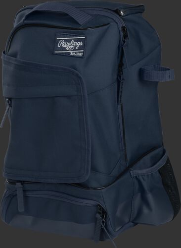Left angle of a navy R701 universal training backpack