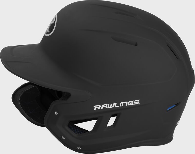 Left-side view of Mach Left Handed Batting Helmet with EXT Flap | 1-Tone, Black
