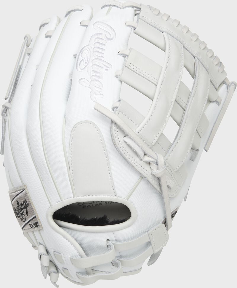 Back of a white Liberty Advanced Color Series outfield glove with a pull strap back - SKU: RLA1275SB-6WSS loading=