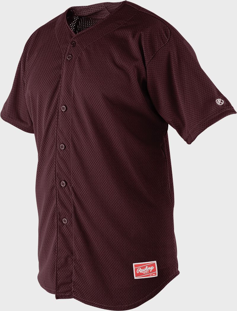 Front of Rawlings Maroon Adult Short Sleeve Jersey  - SKU #RBJ167