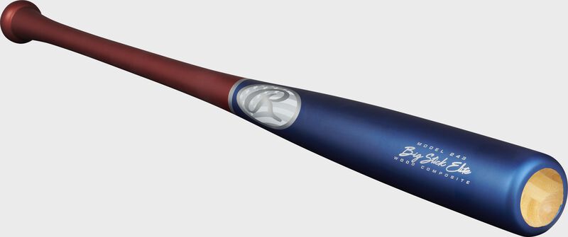 Angled view of a 2021 Big Stick Elite 243 Composite Wood bat - SKU: 243CUS