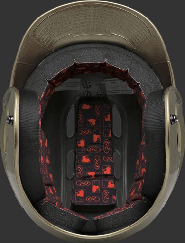 Inside padding of a vegas gold R16S senior size Velo batting helmet
