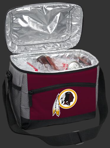 An open Washington Football team 12 can cooler filled with ice and drinks - SKU: 10111087111