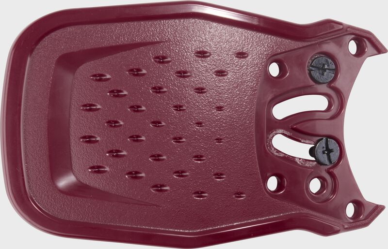 A maroon Rawlings RX2 Reverse adjustable batting helmet extension with the mounting holes loading=