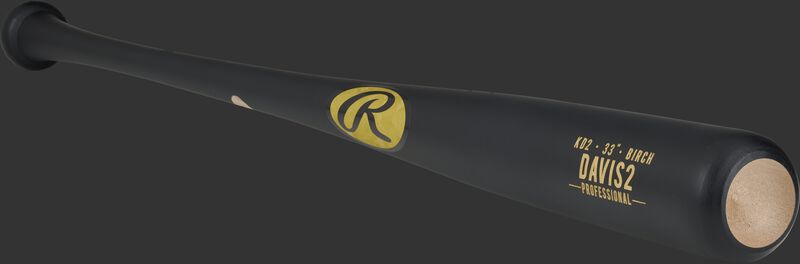 3/4 angle view of a black KD2PL with gold engraving