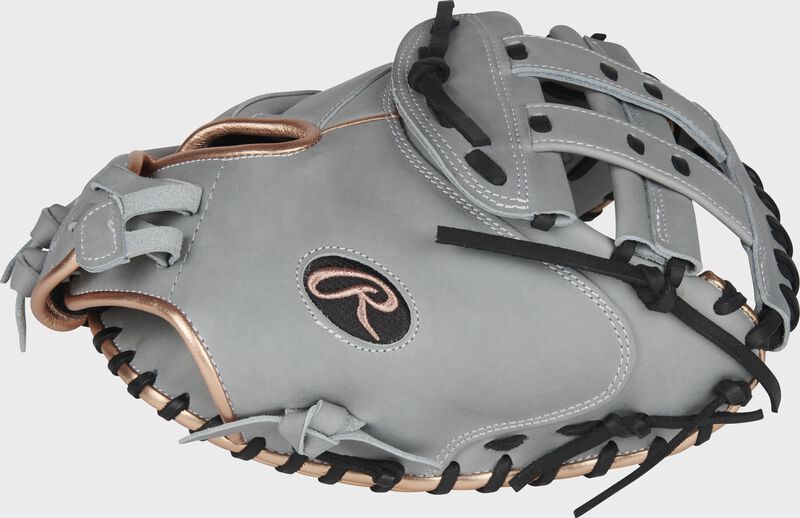 Thumb of a gray 2022 Heart of the Hide 33-inch softball catcher's mitt with a modified H-web - SKU: PROCM33FP-24G loading=