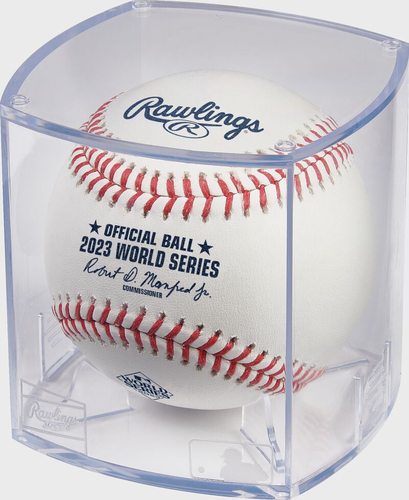 A Rawlings MLB World Series Commemorative Baseball | 1978-Present with the official ball MLB stamp in a case - SKU: WSBB