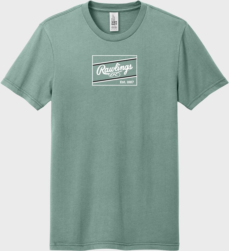 A sea foam green Rawlings patch T-shirt