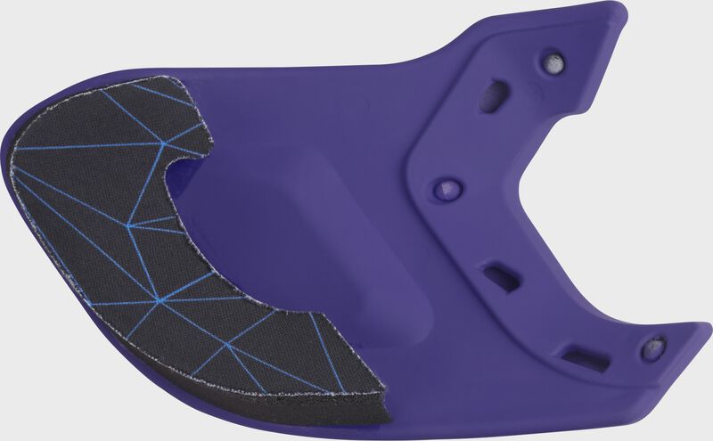 Padding on a purple MEXT Rawlings Mach EXT batting helmet extension