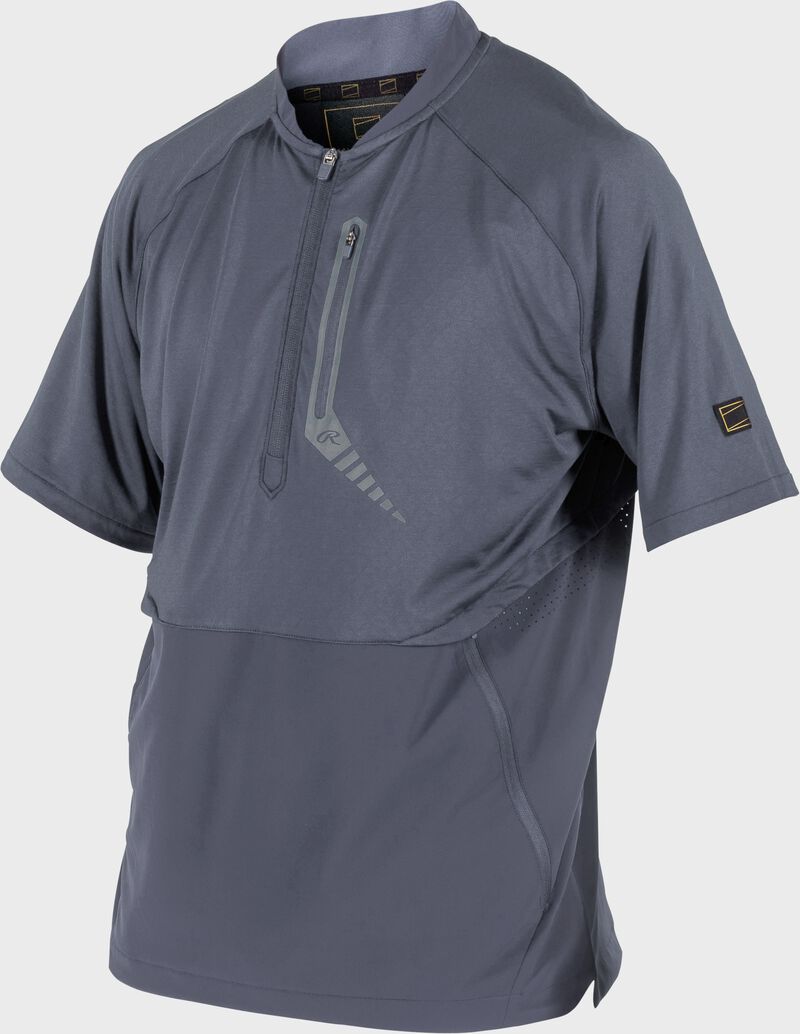 Rawlings Gold Collection Quarter-Zip Short Sleeve Jacket, Adult 3XL, Blue Gray