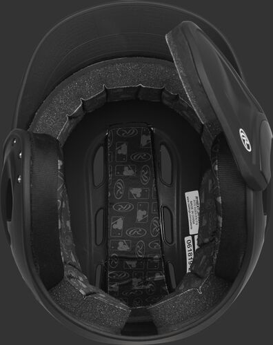 Inside of a Velo baseball helmet with black padding - SKU: R6E07L